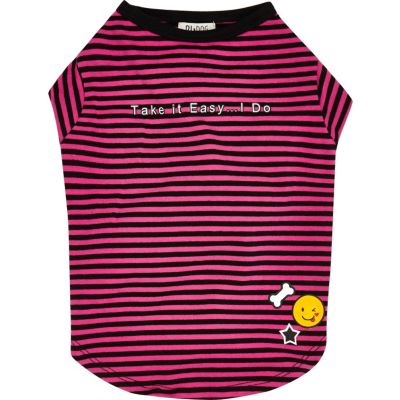 RI Dog pink stripe print T-shirt